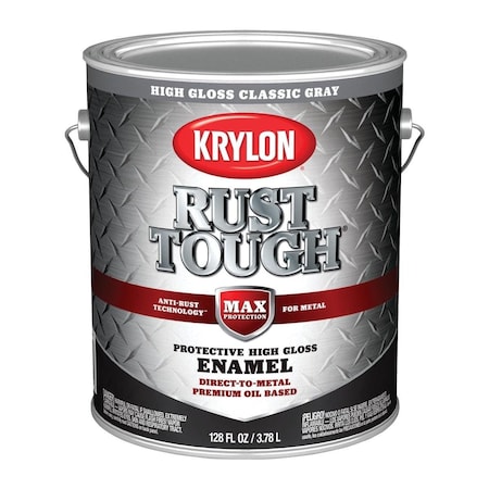 Krylon Rust Tough Oil-Based Gloss Rust Control Enamel, Gray, 1 Gal. K09738008